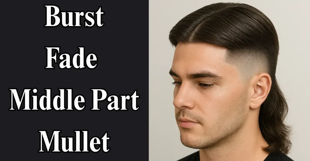Burst Fade Middle Part Mullet