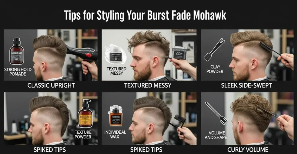 Tips for Styling Your Burst Fade Mohawk: