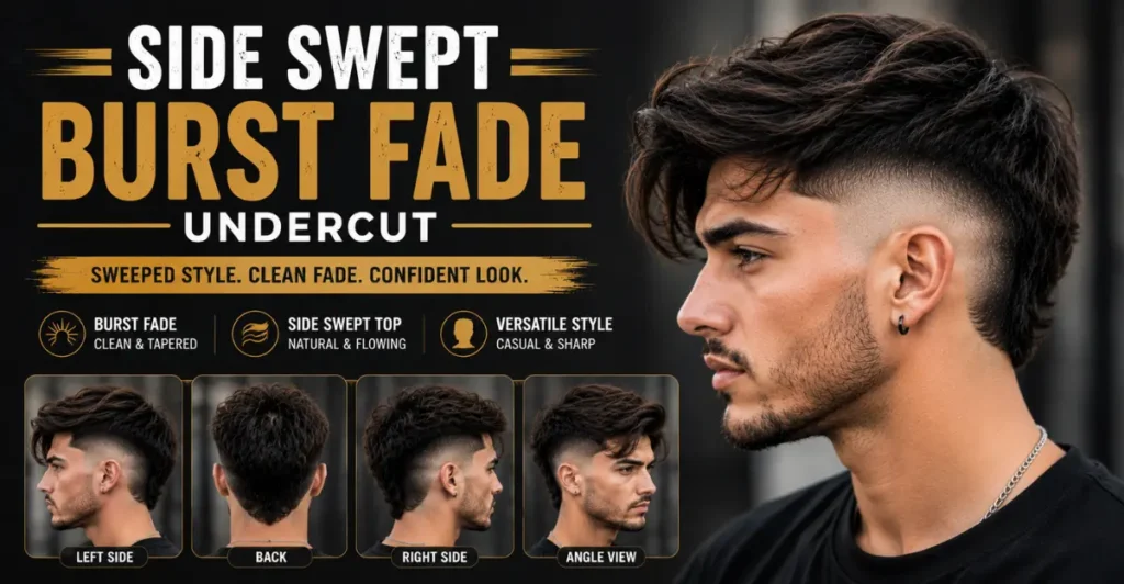 Side Swept Burst Fade Undercut