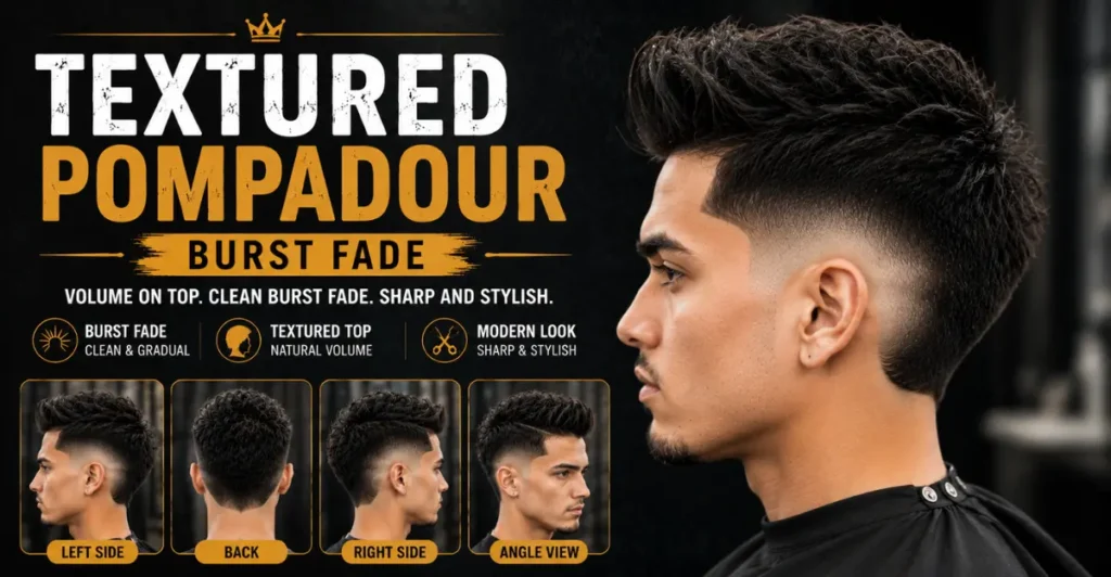 Textured Pompadour Burst Fade